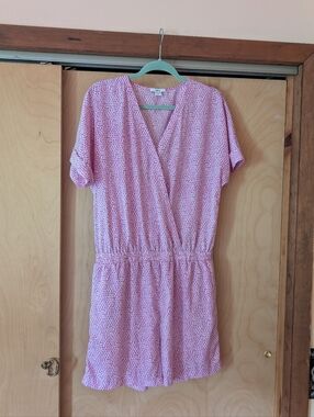 Bar III Purple Water Color Dot-Print Romper